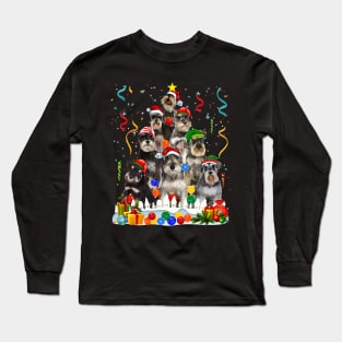 Funny Miniature Schnauzer Dog Christmas Tree Long Sleeve T-Shirt